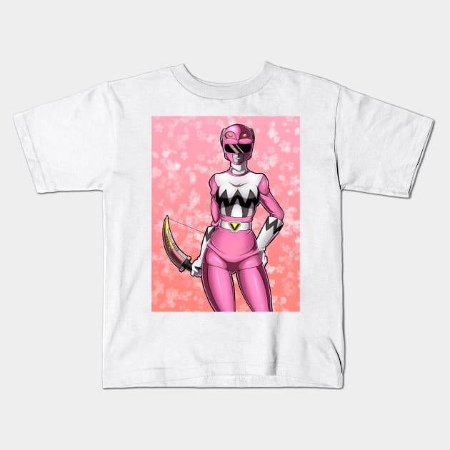 pink ranger Kids T-Shirt by fancy ghost